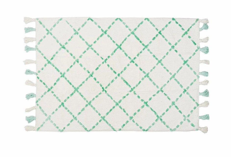 Alfombra Infantil Algodón 100% Lavable Tanger Aratextil Blanco/Menta - Nanetes #